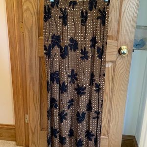 Brown rayon elastic waisted skirt